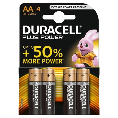 BAT/DURAA  BATTERIE DURACELL PLUS POWER STILO AA ALCALINE 4pz IN CARD