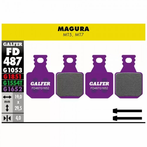 FD487G1652 GALFER BIKE Pastiglie mescola viola e-bike per freni Magura MT5 - MT7
